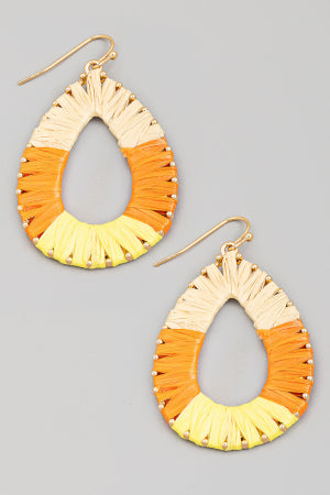 Dropping By Orange Raffia Teardrop Earring