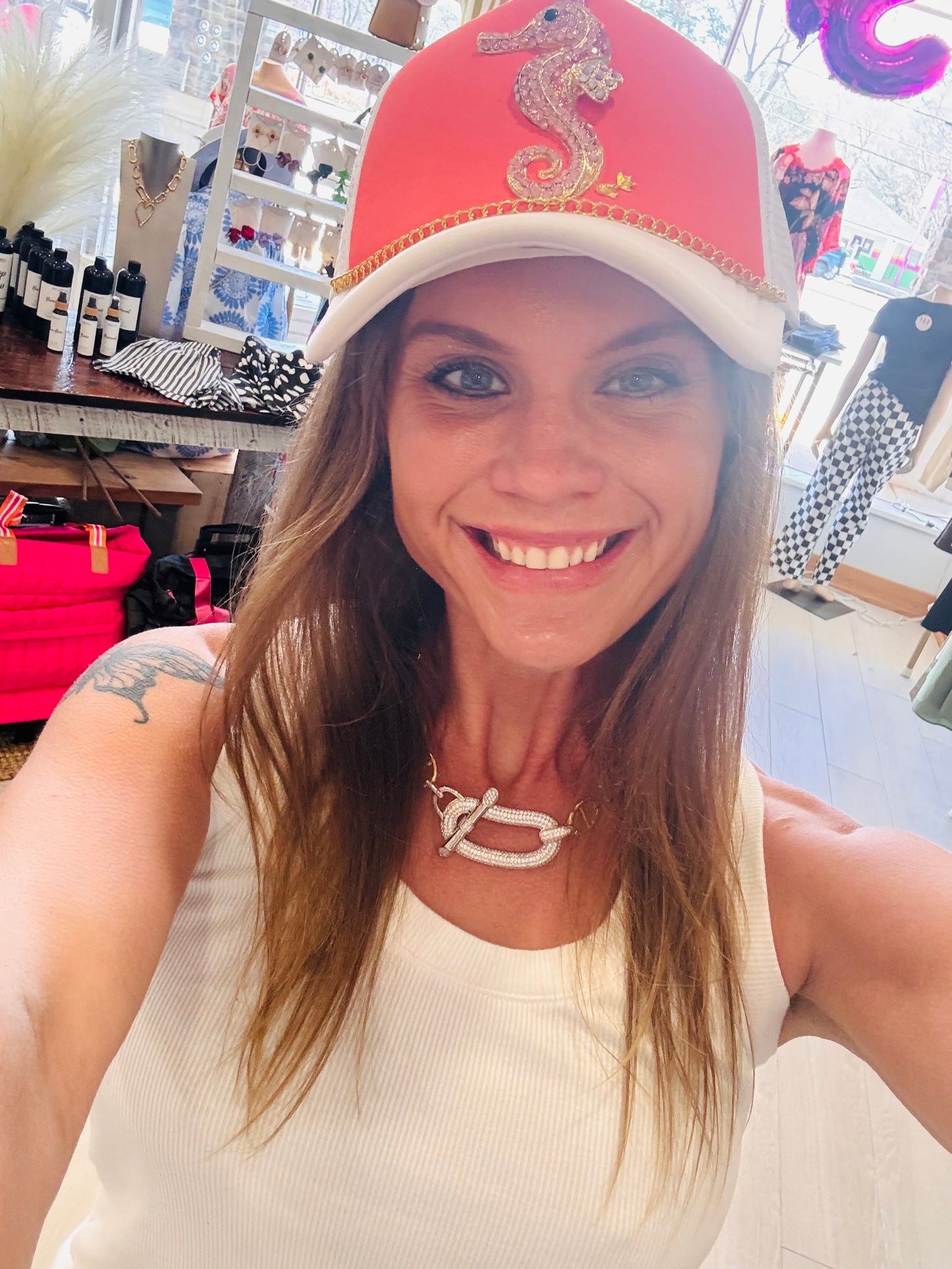 Blush Tide Seahorse Trucker