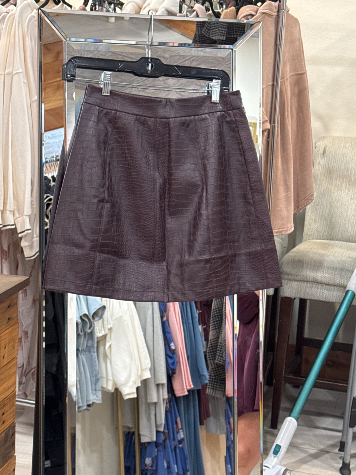 Burgundy Leather Skirt