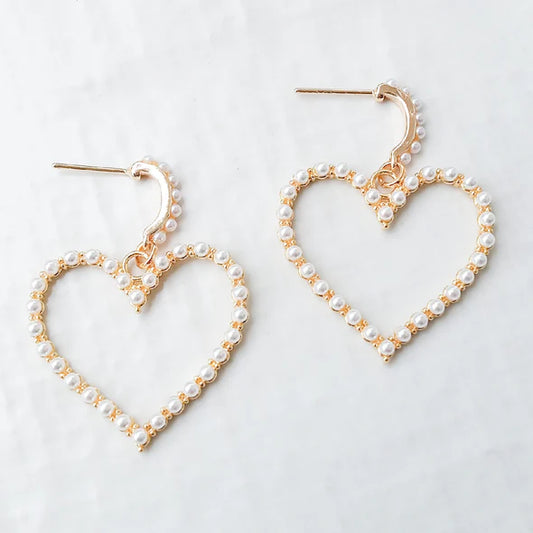 Sassy Queen Pearl Heart Earrings
