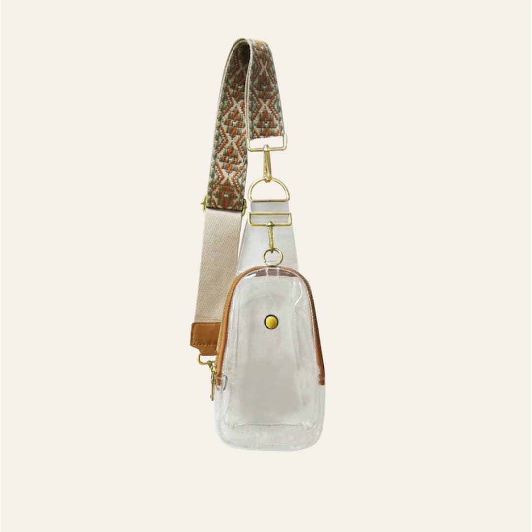 Game Day Clear Sling Bag Beige