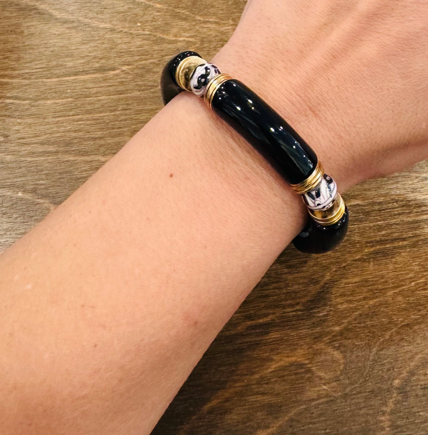 Black Luxe Barrel Bracelet