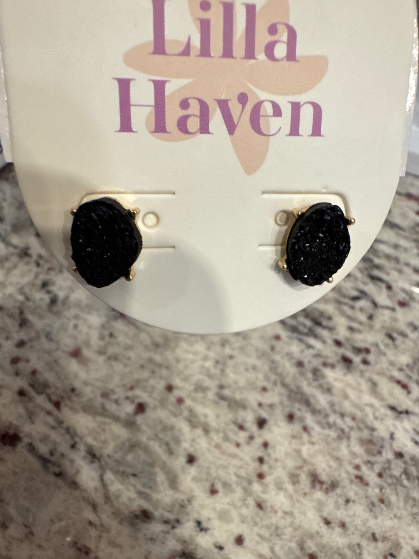 Organic Shaped Druzy Stone Stud Earrings