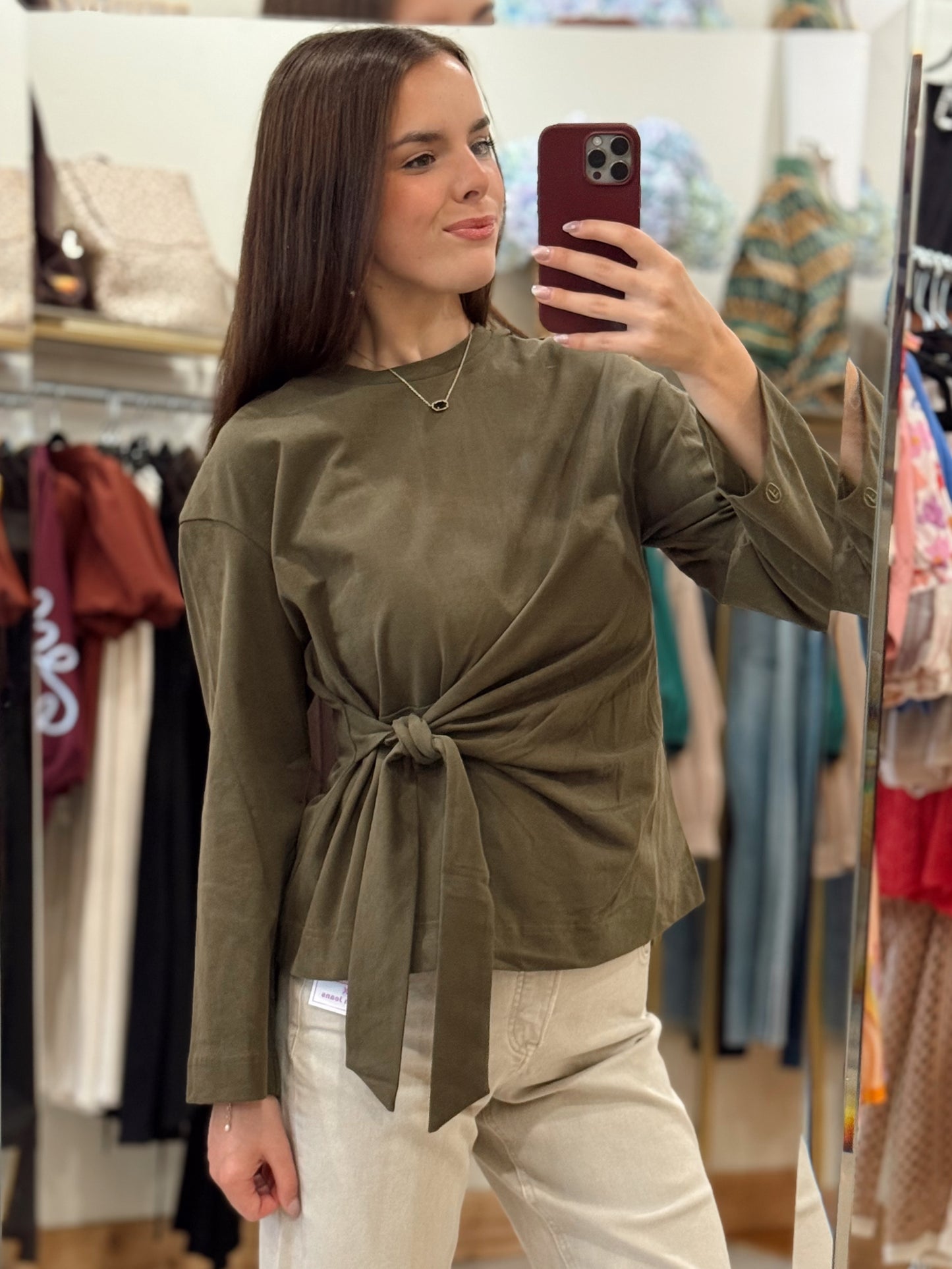 Olive Knot Detail Top