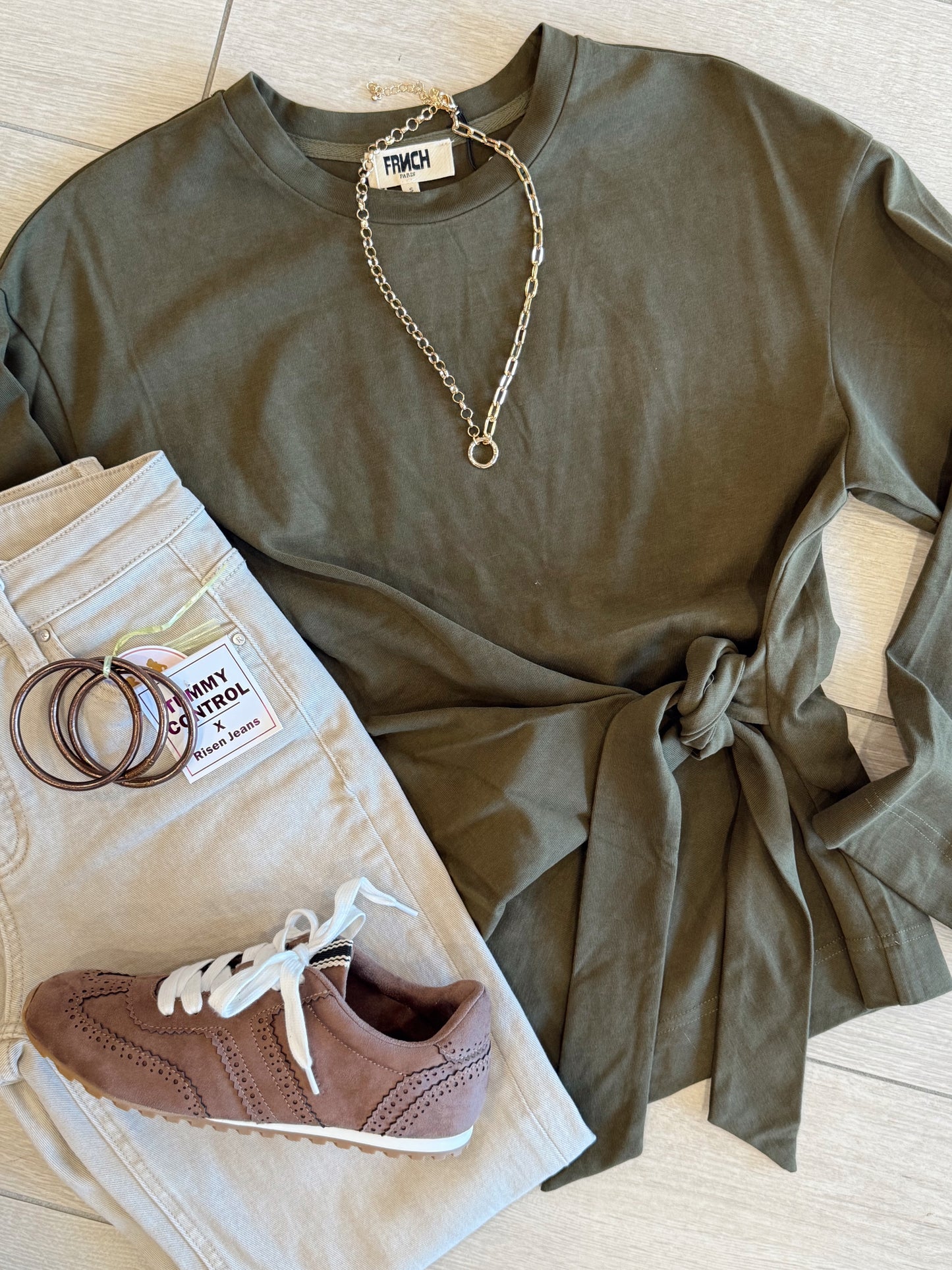 Olive Knot Detail Top
