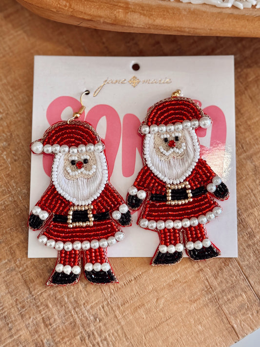 Beaded Santa Earrings