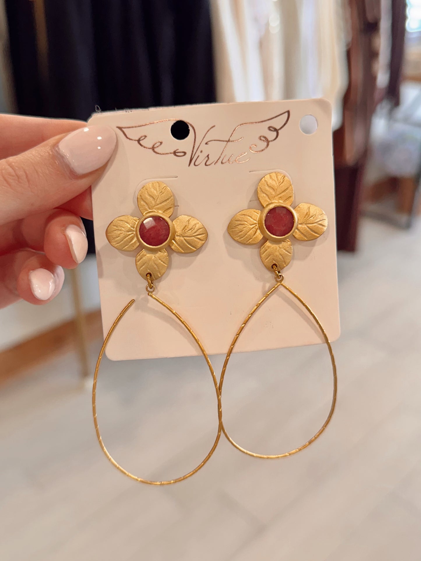 Gemstone Flower Earrings