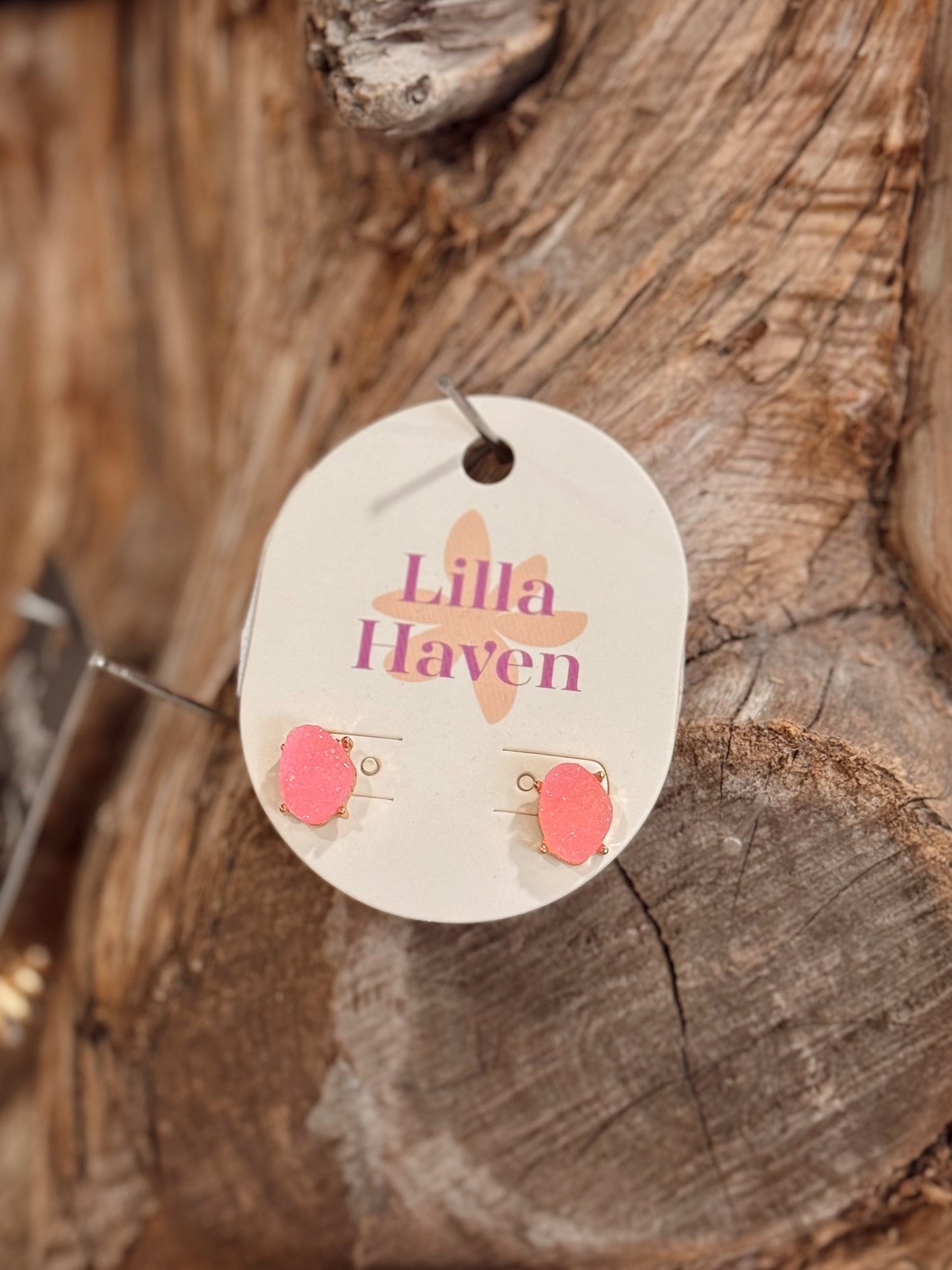 Organic Shaped Druzy Stone Stud Earrings