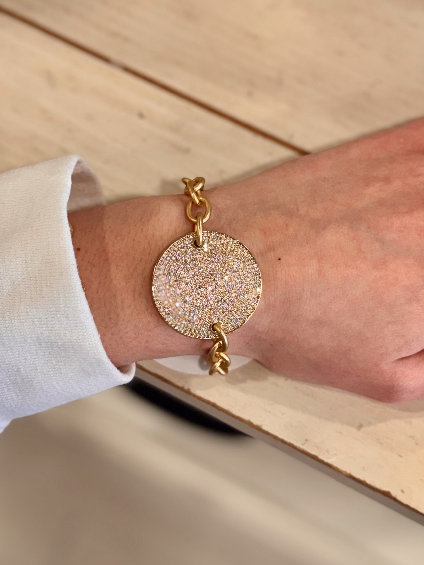 Cable Chain CZ Circle Disc Bracelet Virtue