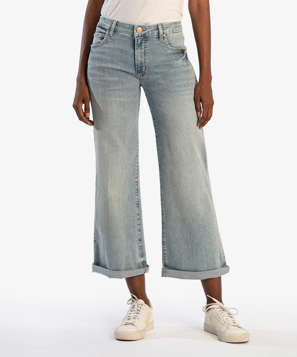 Meg Mid Rise Wide Leg Jean (Check Wash)