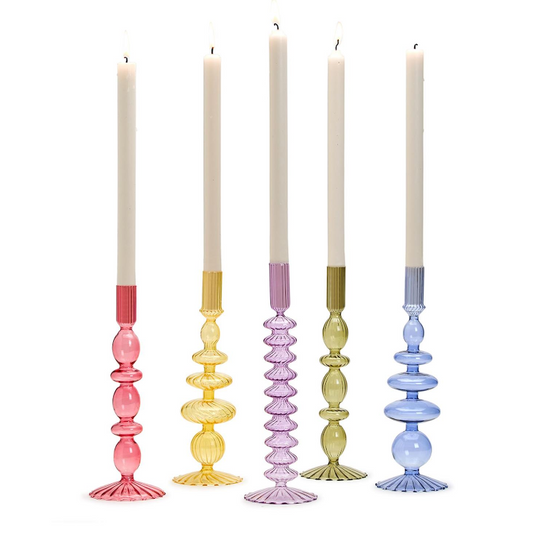 Glowing Sophistication: Hand-Blown Glass Tapered Candleholder