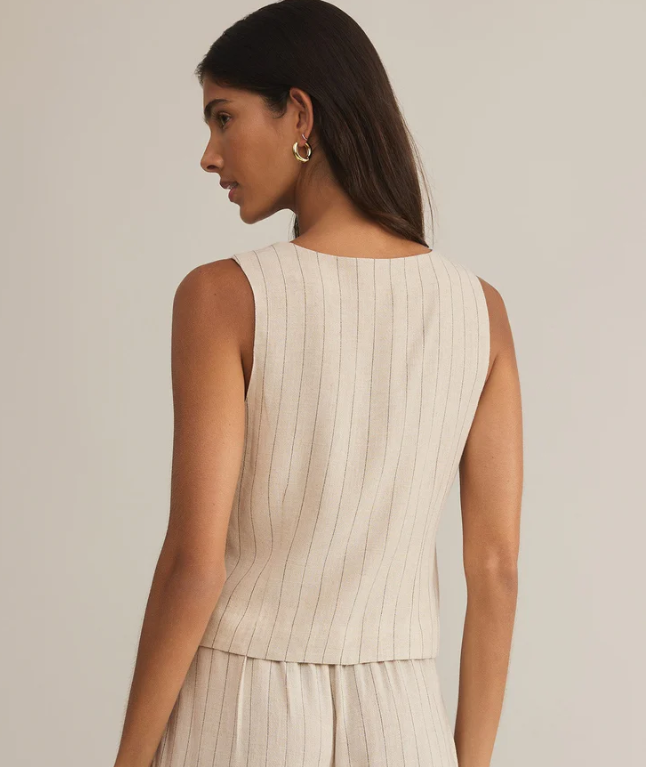 Belfort Pinstripe Linen Vest