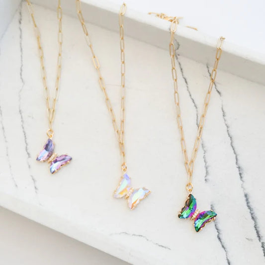 Enchanted Flutter Irridescent Butterfly Necklace