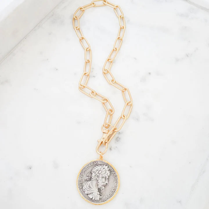 Check Your Vibes Vintage Coin Necklace