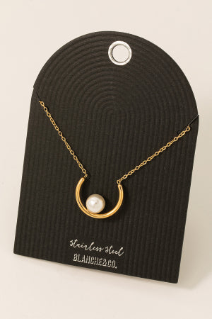The Way We Roll Hoop with Pearl Pendant Necklace