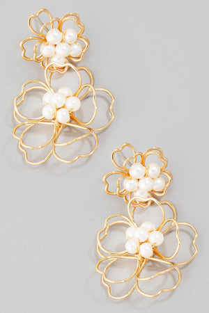The Time Is Right Flower Pearl Drop Earrings