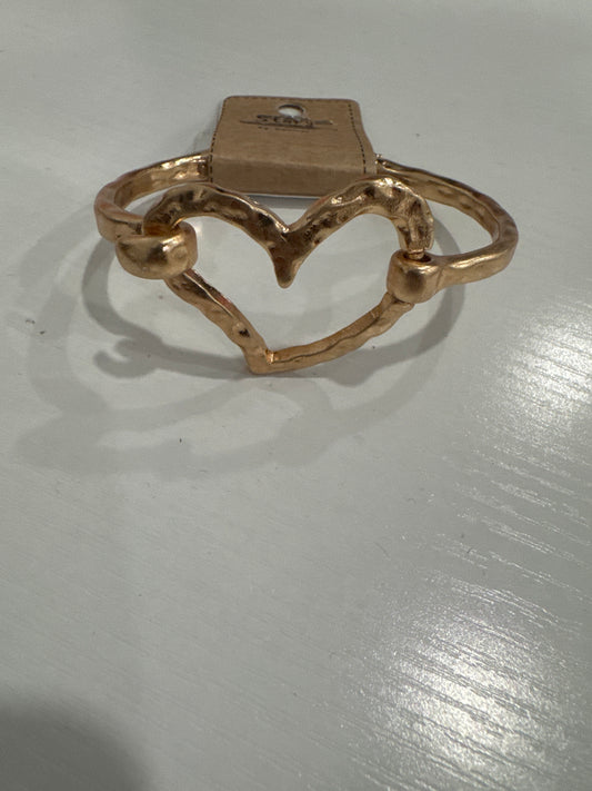 Worn Gold Heart Bracelet