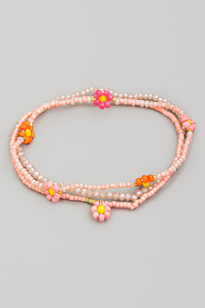 Come To The Garden Flower Beaded Bracelet Set