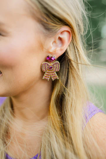 Beaded Tiger Bow Earrings