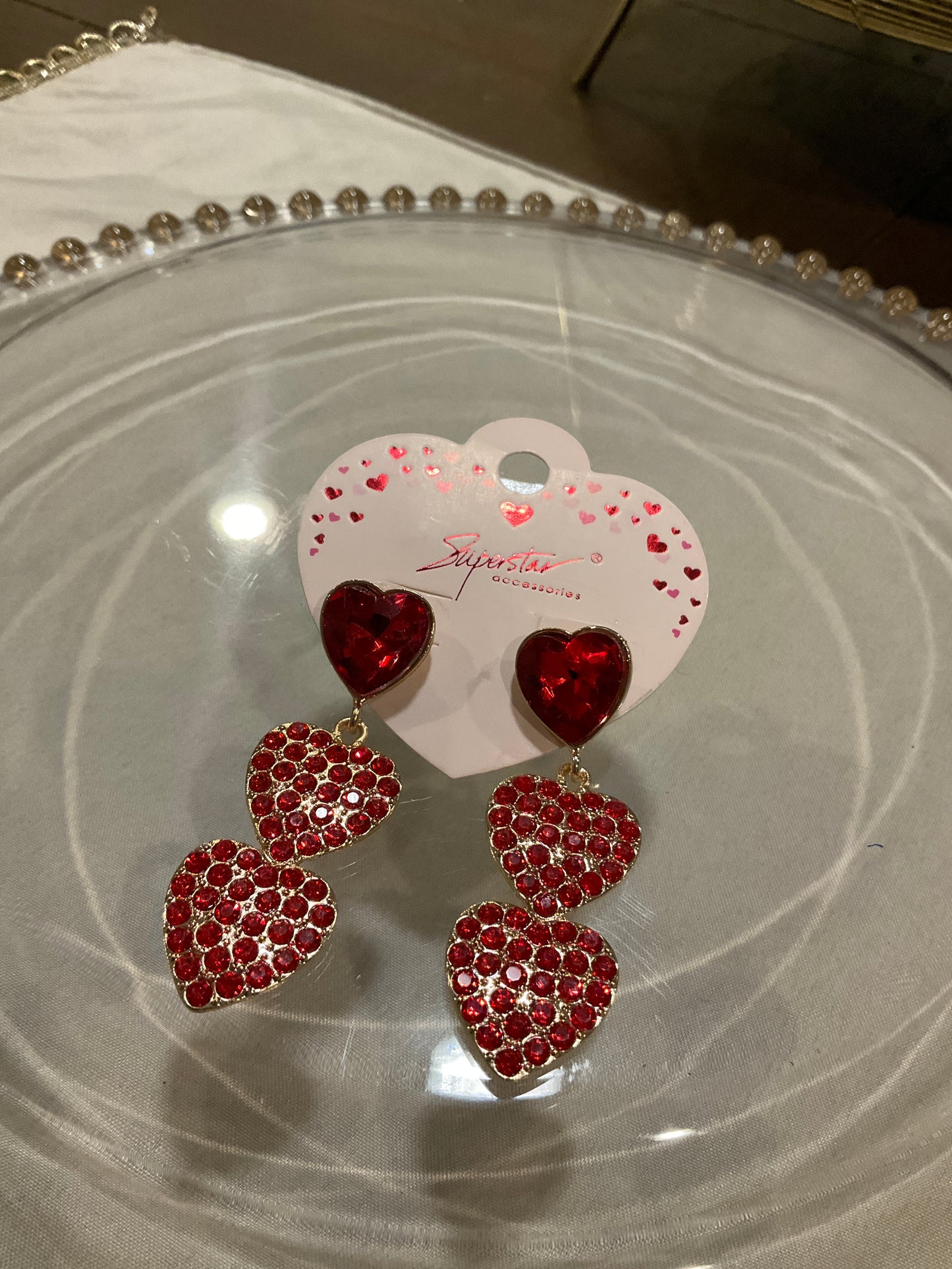 Red heart earrings