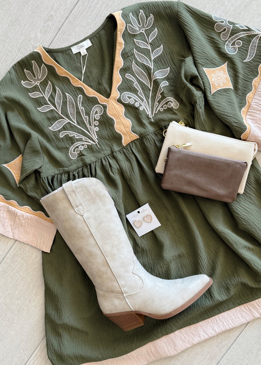 Olive Blossom Dress