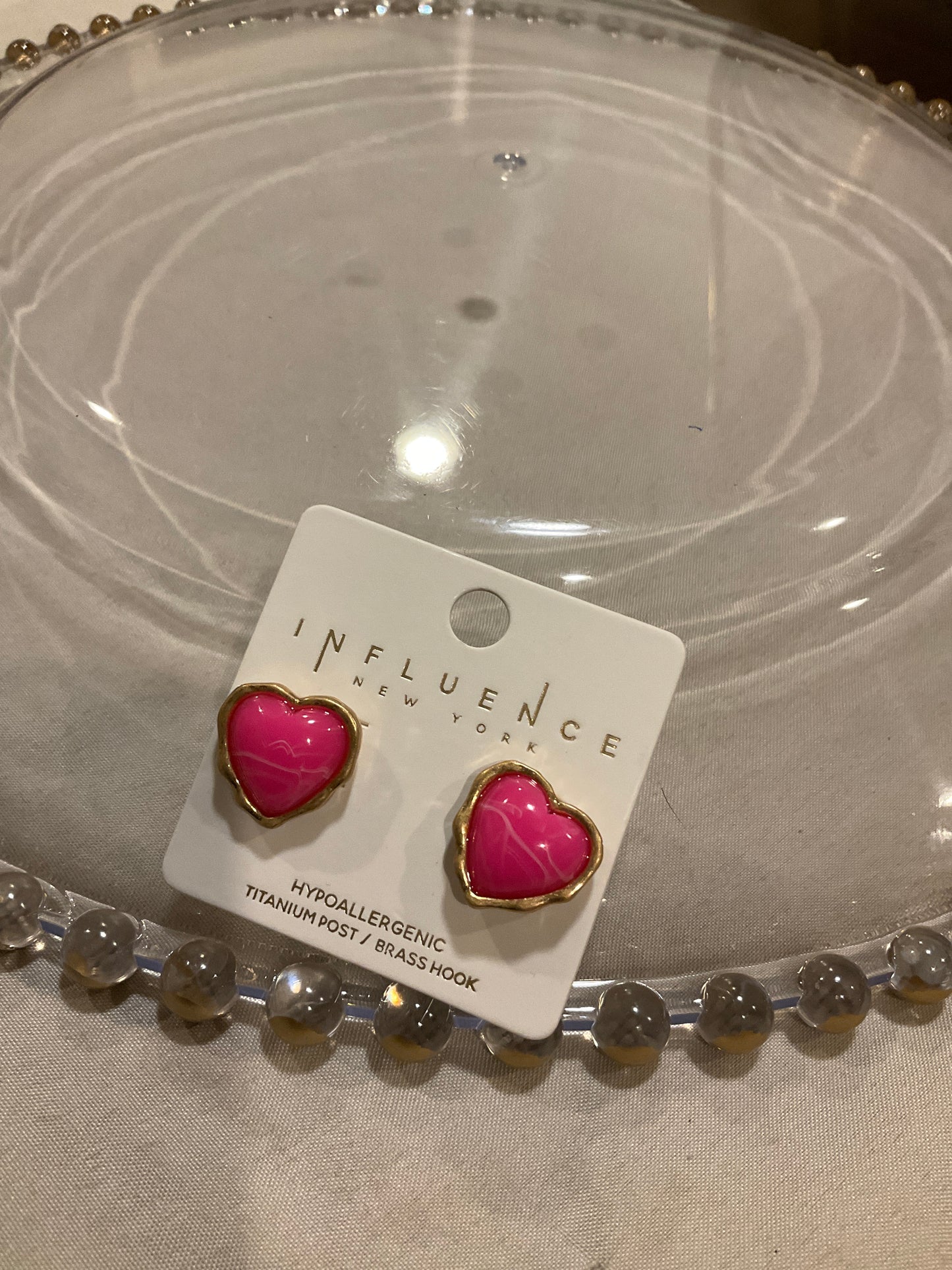 Pink heart earrings