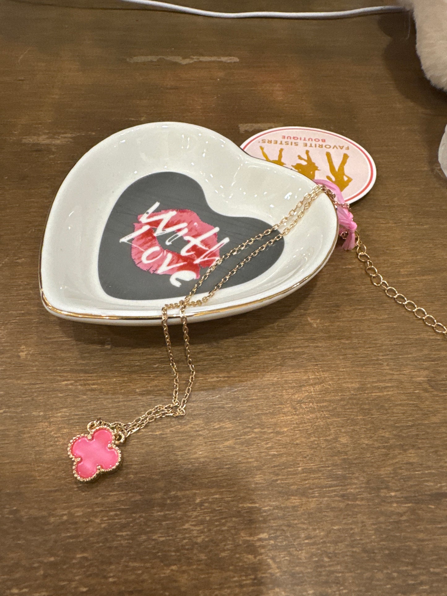 Pink Clover Necklace