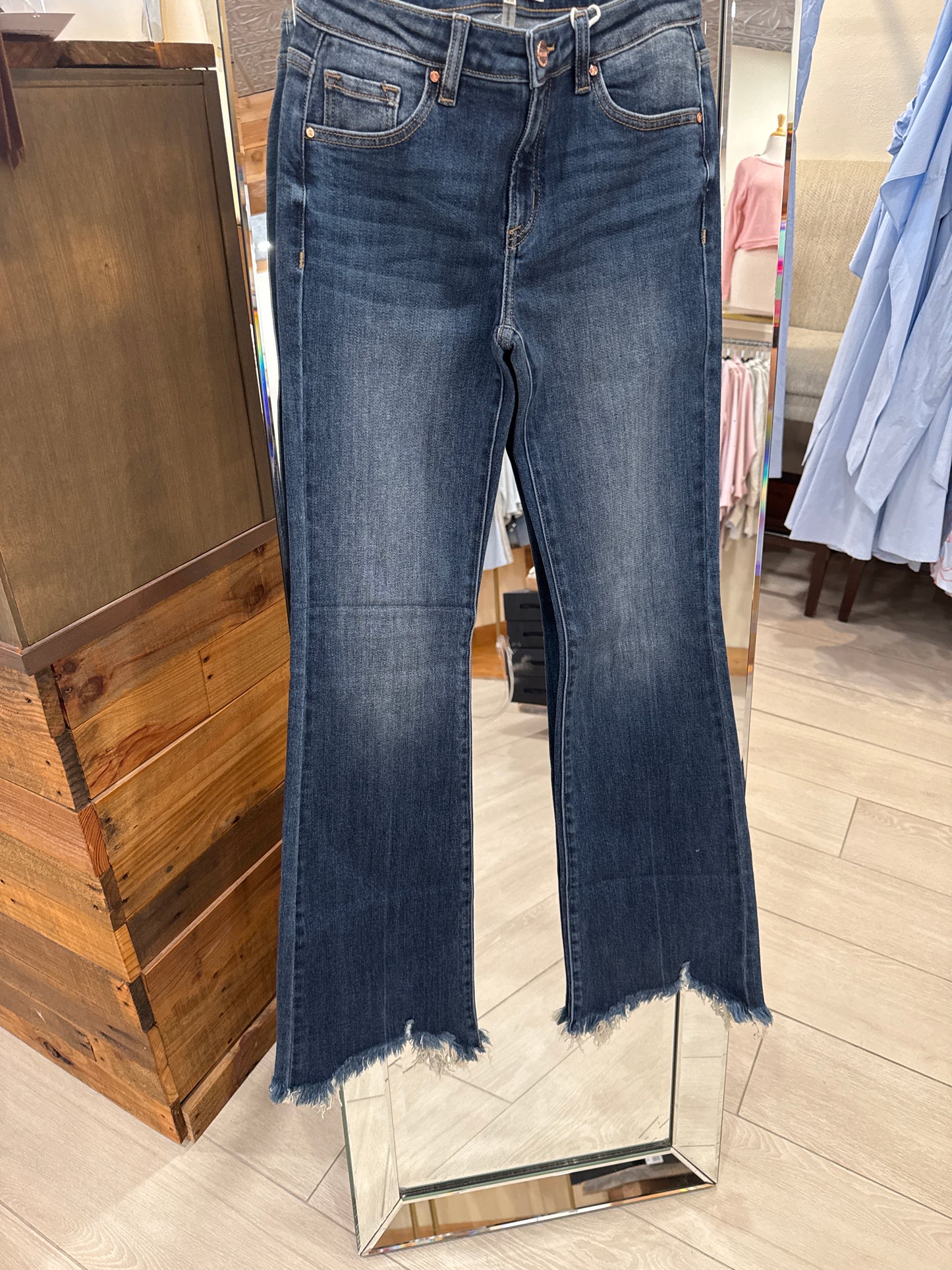 Mid Rise Flare Dark Jeans