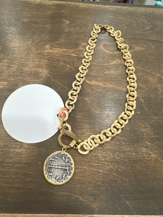 Washer Chain Vintage Coin Virtue Necklace