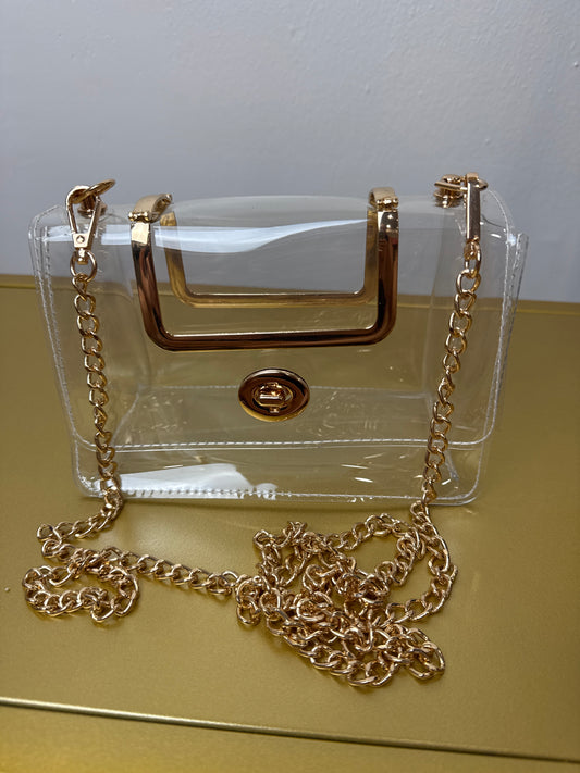 Clear purse w/gold accents - gameday