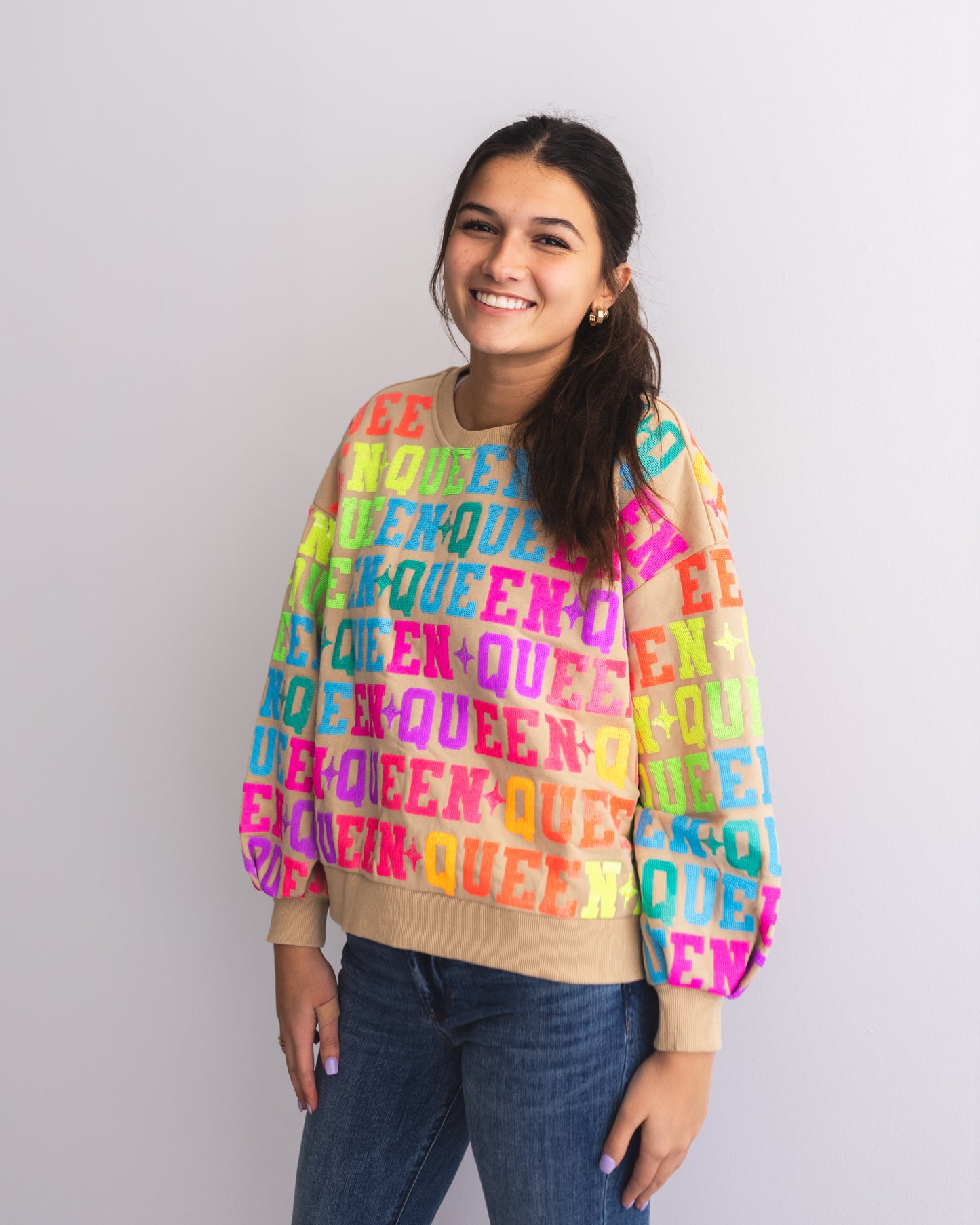 Tan & Neon Tell 'Em Your A Queen Sweatshirt