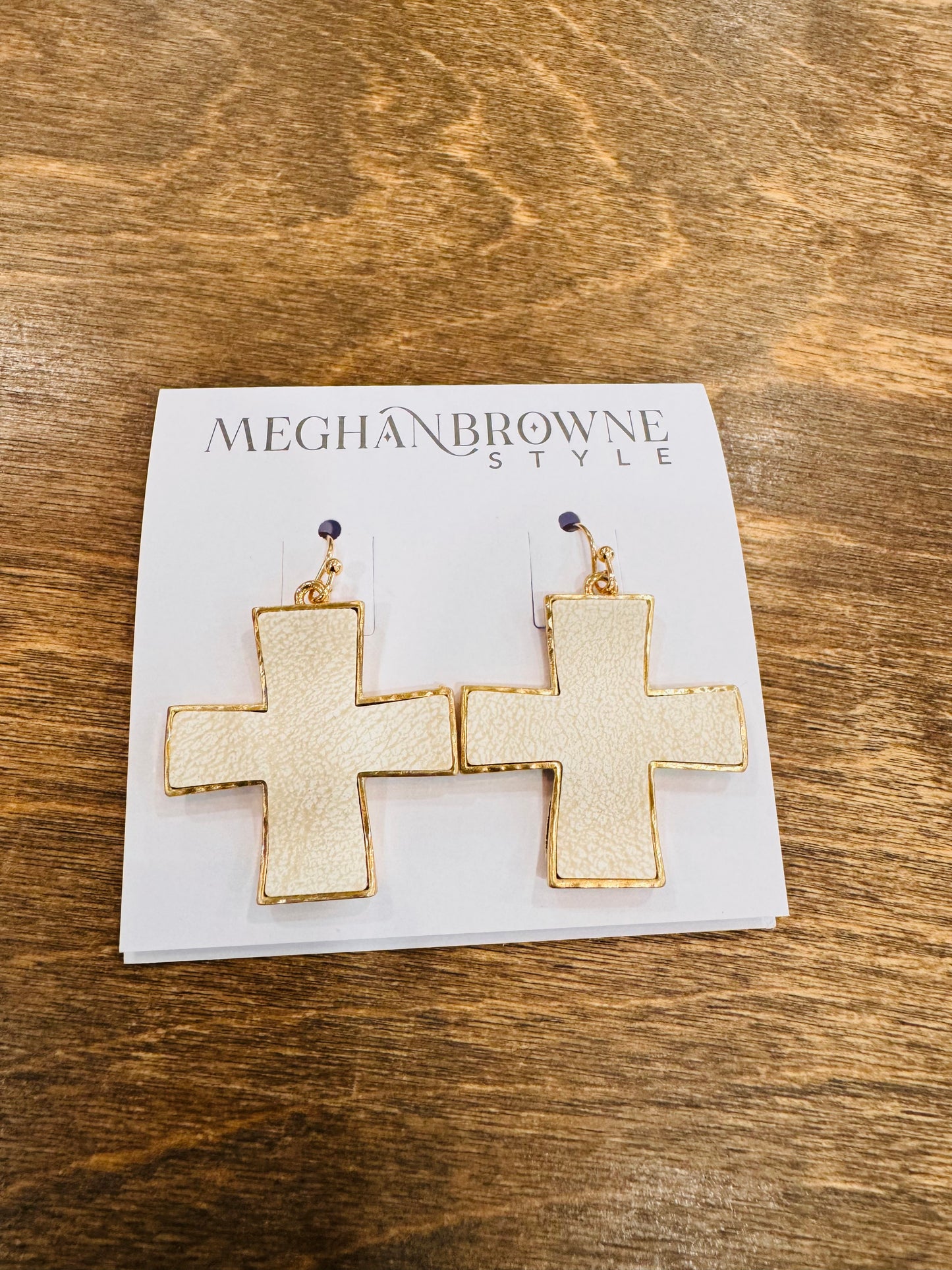 Ivory Grace Cross Earrings