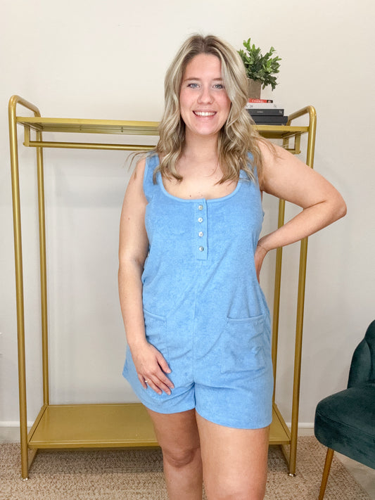 Brighter Days Terry Romper Salty Blue