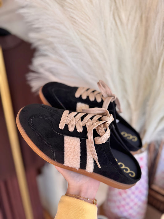 Shearling Stripe Mules