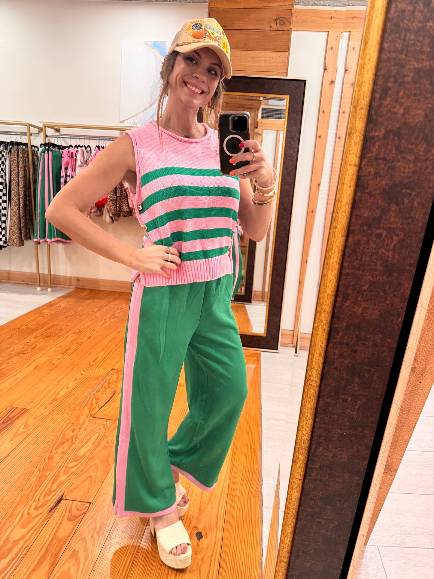 Pink Palm Social Sweater Tank