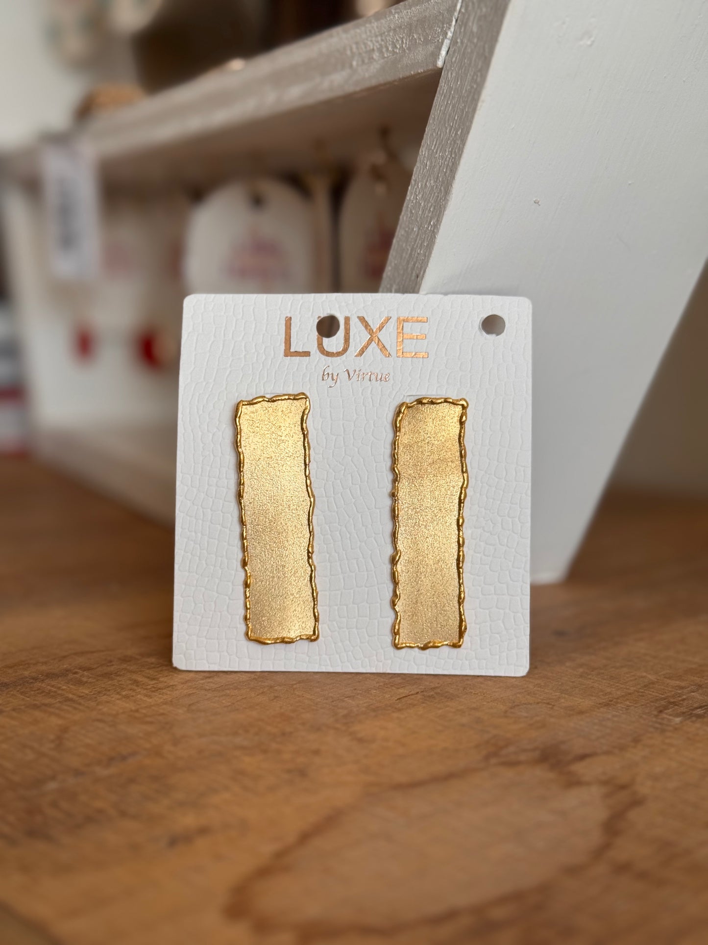 Solid Gold Bar Virtue Earring
