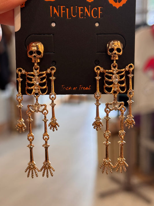 Skeleton earrings gold