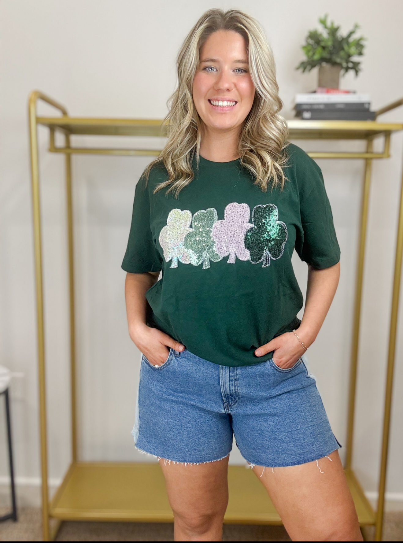 Clover Real Sequin St Patrick Day Short Sleeve