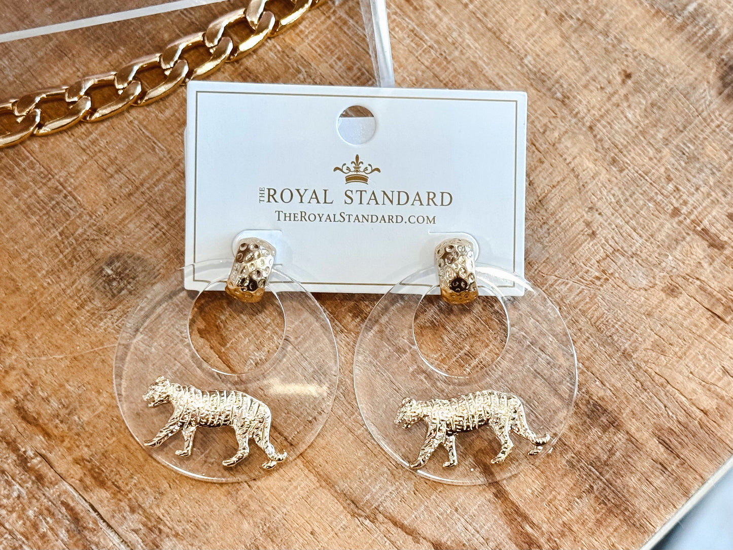 Easy Tiger Hoop Earrings Gold/Clear