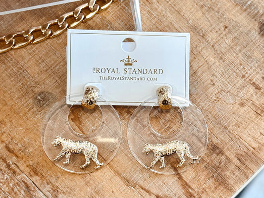 Easy Tiger Hoop Earrings Gold/Clear
