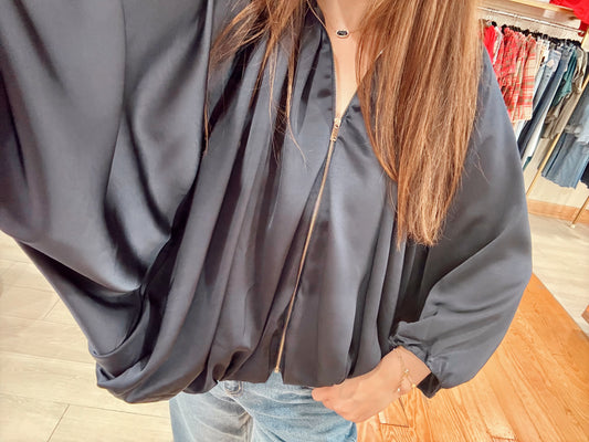 Midnight Glide Bomber Jacket