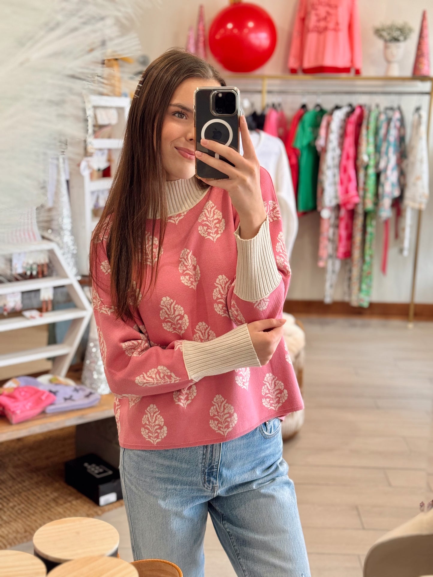 Paisley in Pink Sweater