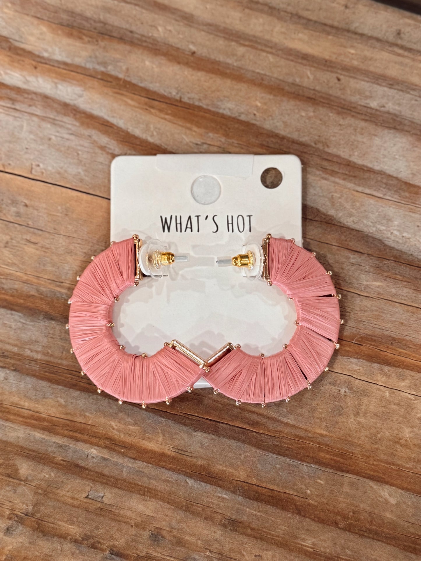 Blush Pink Raffia Wrap Earrings