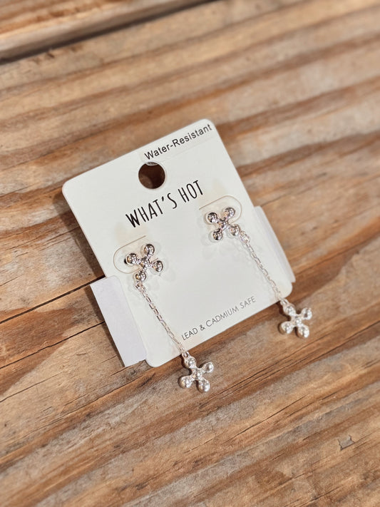 Cross Chain Drop Earrings