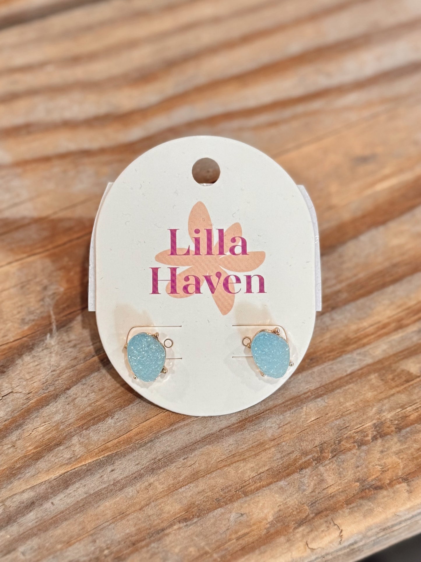 Organic Shaped Druzy Stone Stud Earrings