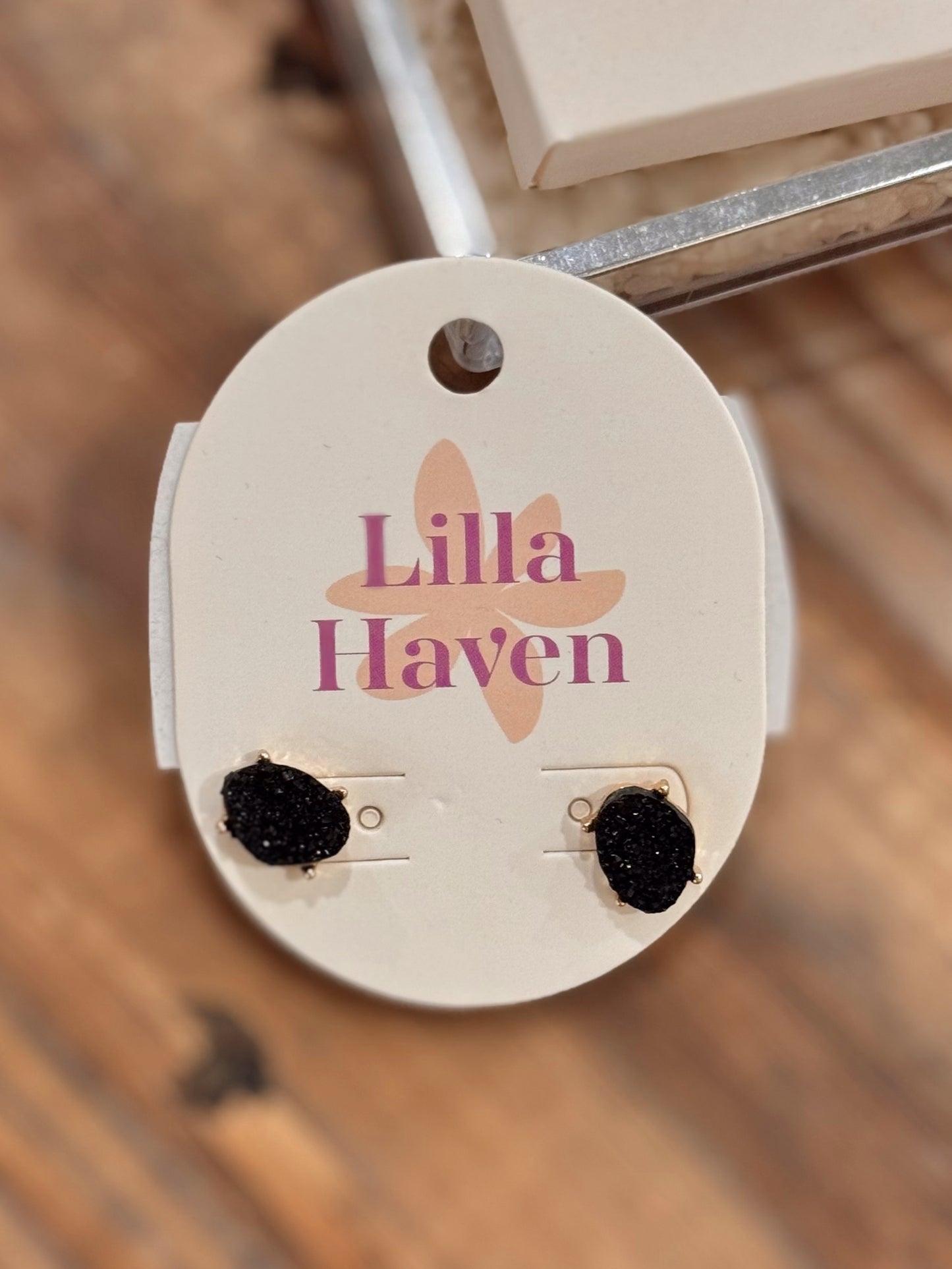 Organic Shaped Druzy Stone Stud Earrings