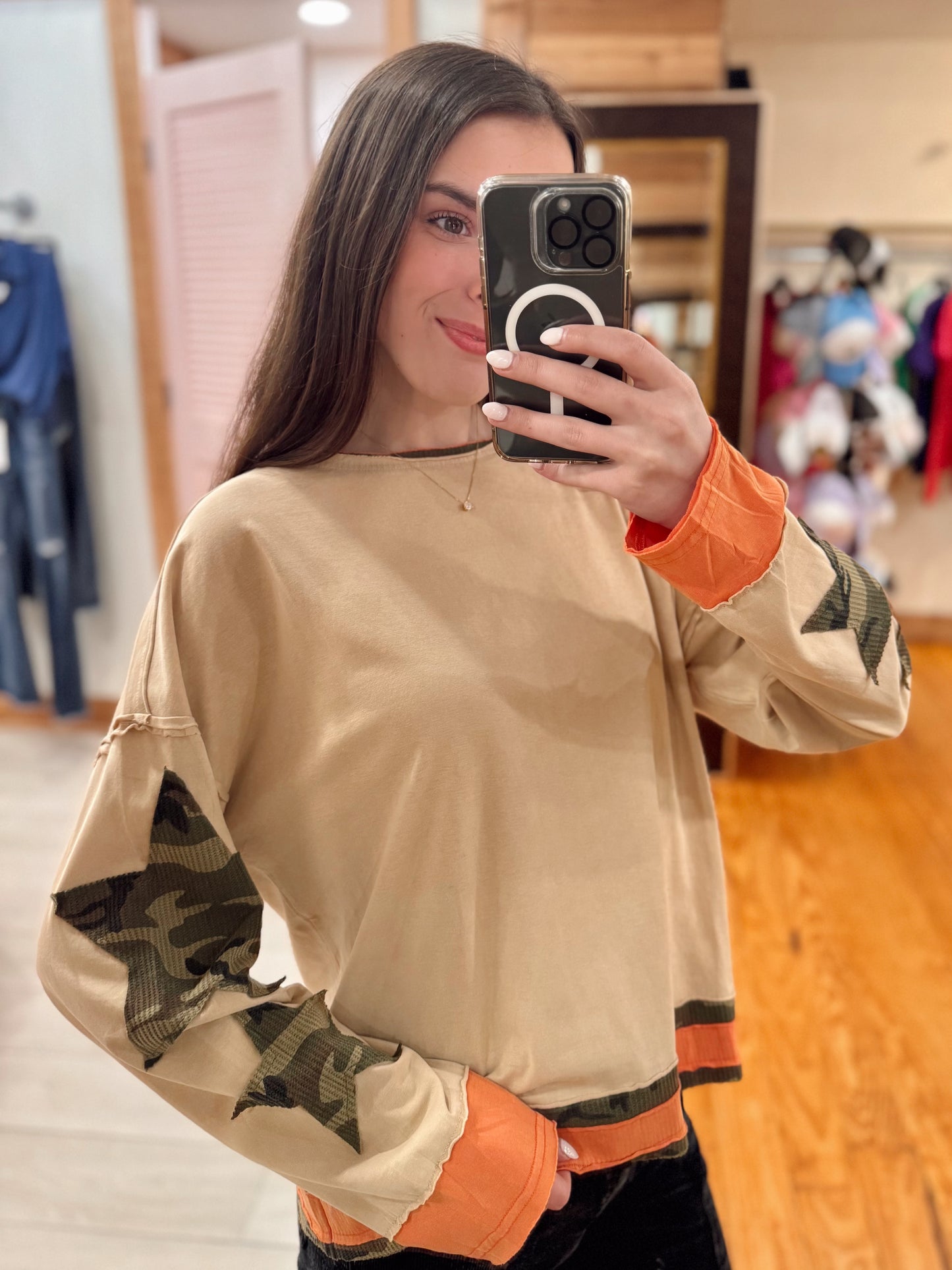 Soft Edge Camo Top - Taupe