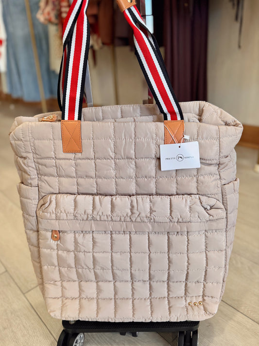 Tenley Quilted Roller Bag - Tan