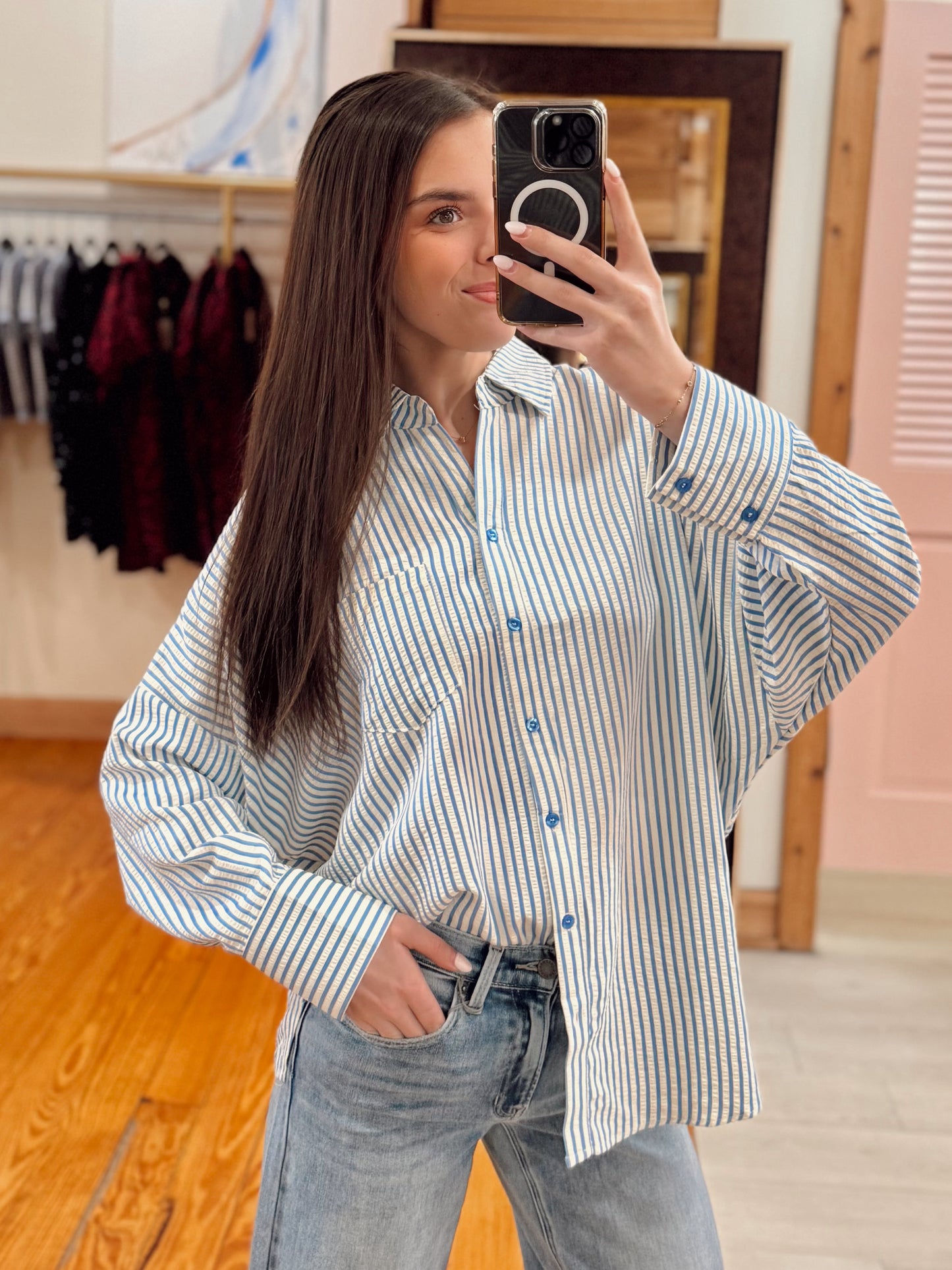 Coastal Stripe Button Up