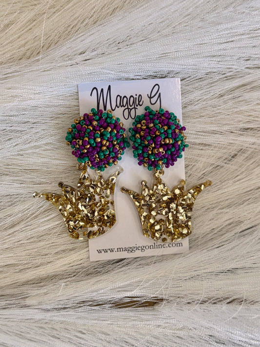 Mardi Gras Crown Earrings